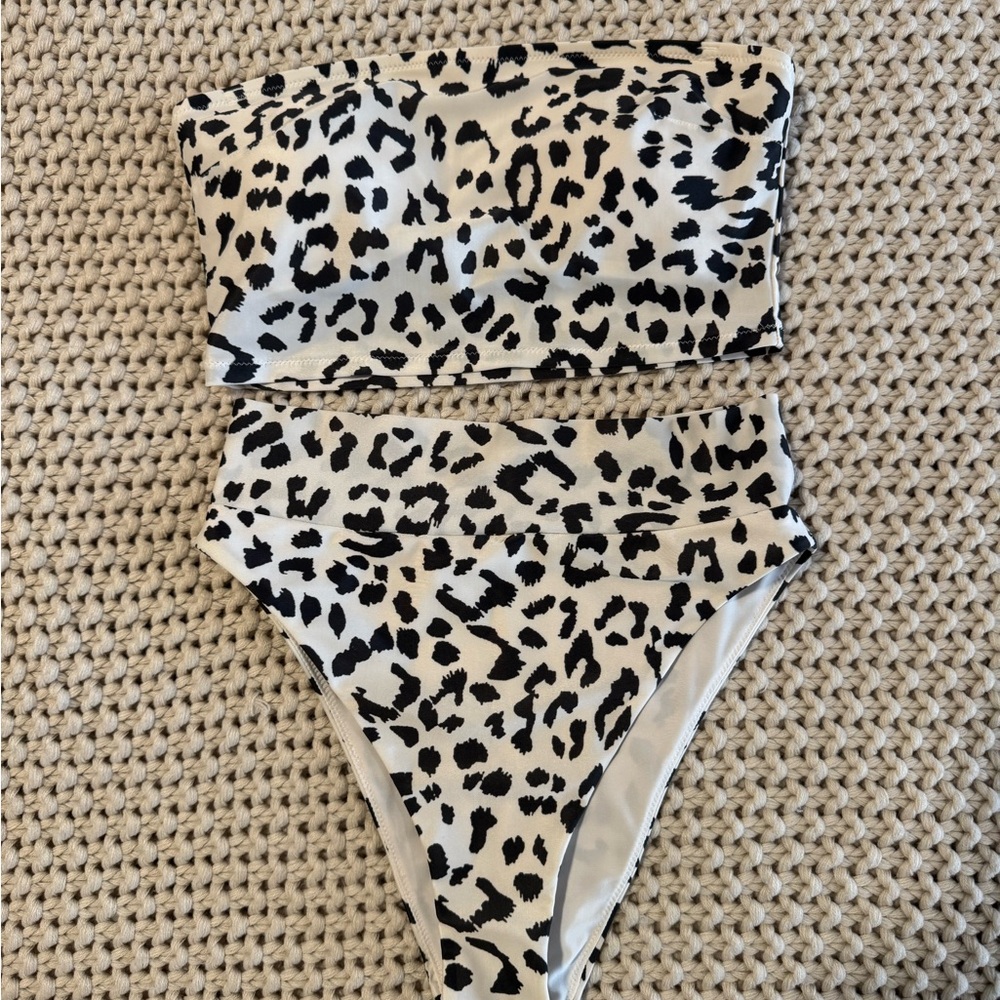 Aerie Black and White Animal Print Bikini